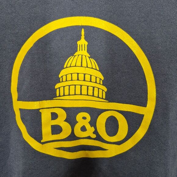 Vintage B&O Railroad Crewneck Sweatshirt XL Blue Made in USA 80s 90s - Picture 5 of 7